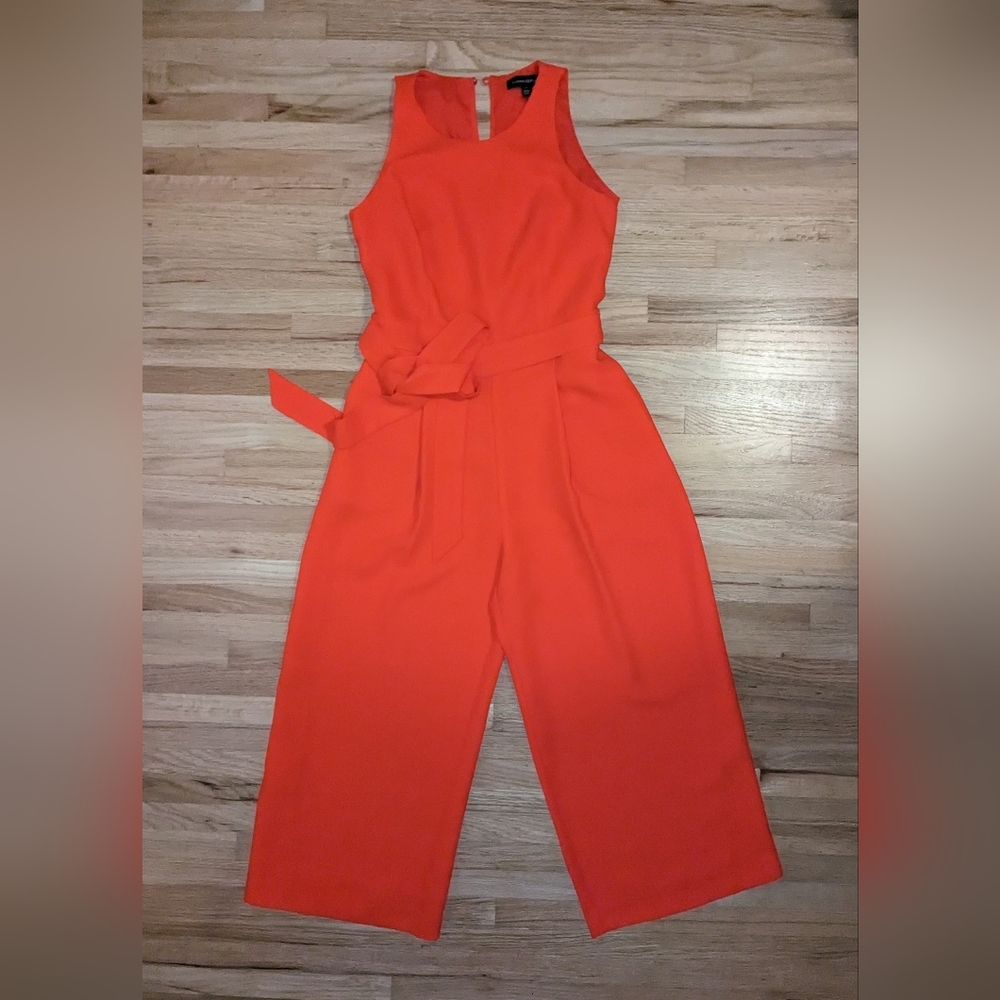 Banana Republic coral red belted sleeveless cropped jumpsuit - Picture 3 of 8
